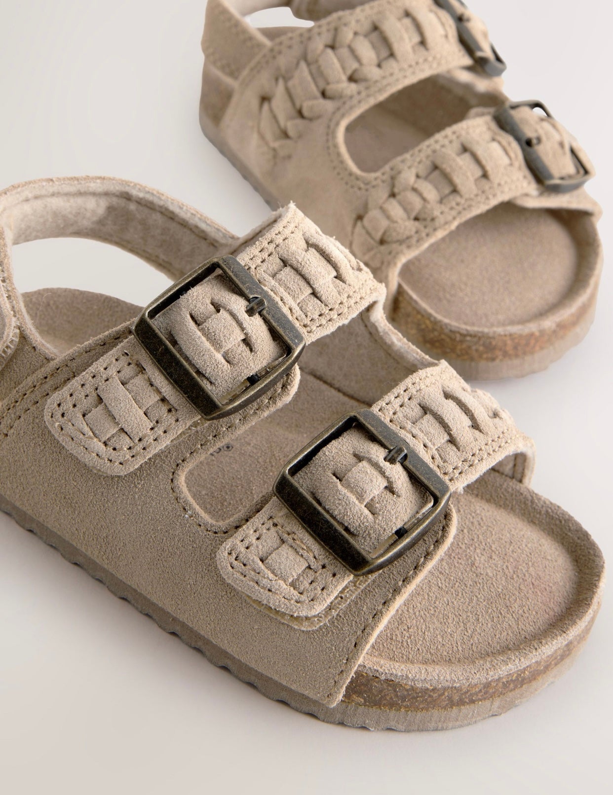 Stone Standard Fit (F) Double Buckle Leather Sandals