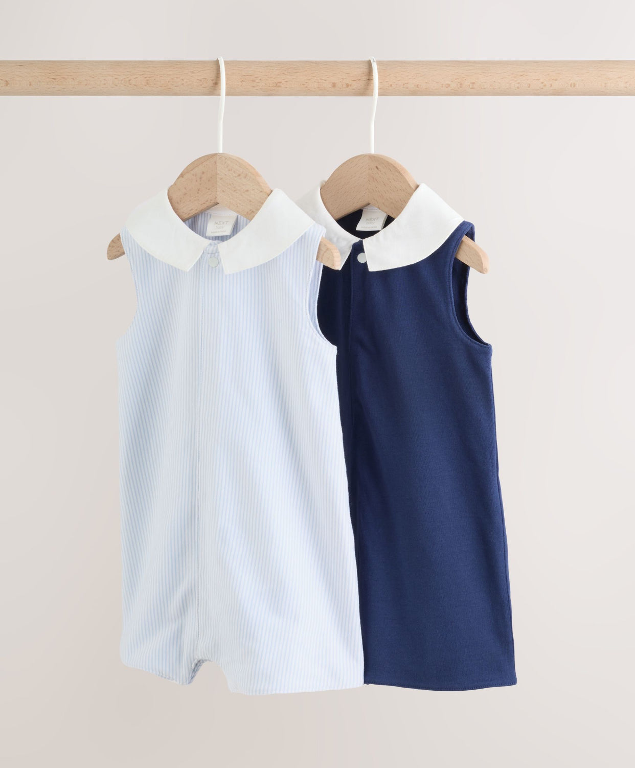 Blue Smart Collar Vest Jersey Baby Rompers 2 Pack
