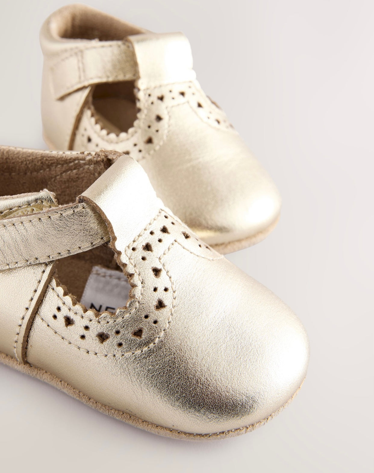 Gold Leather Baby T-Bar Shoes