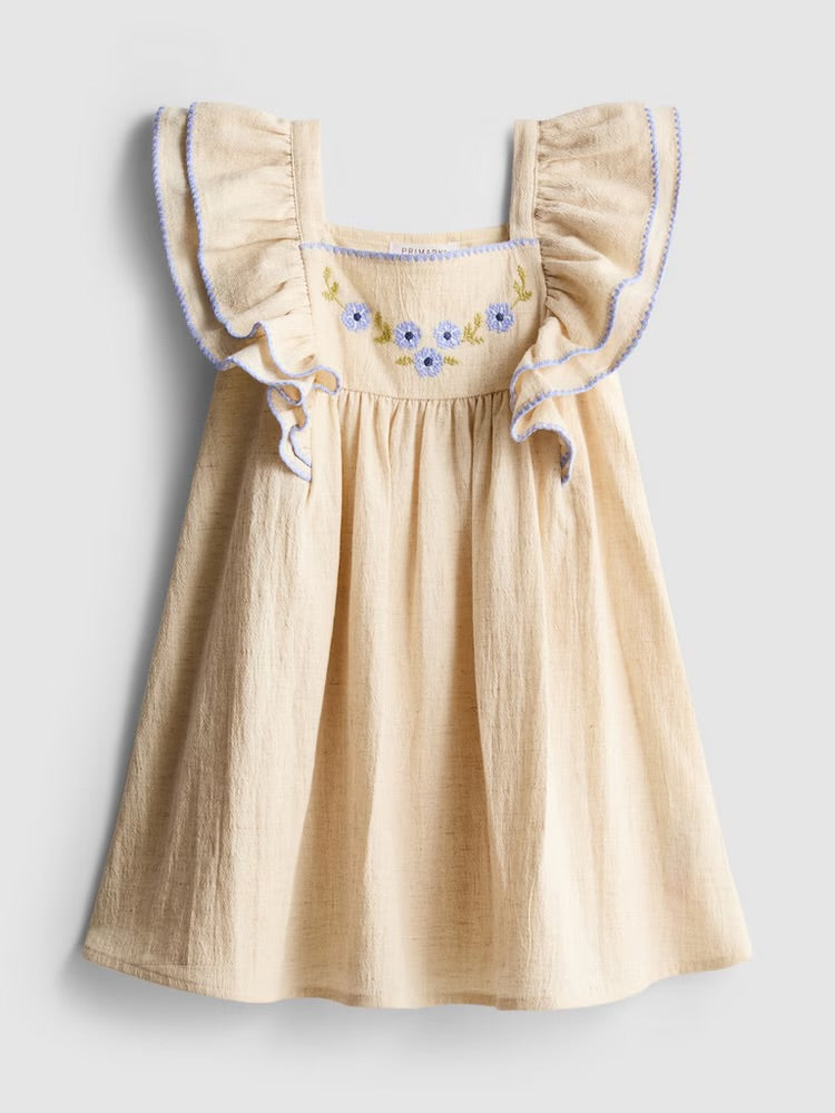 Floral Appliqué Ruffle Dress