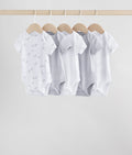 Grey Baby Short Sleeved Bodysuits 5 Pack