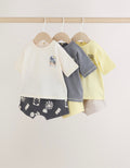 Mono/Fluro Yellow Palms Tops and Shorts Baby Set 6 Piece