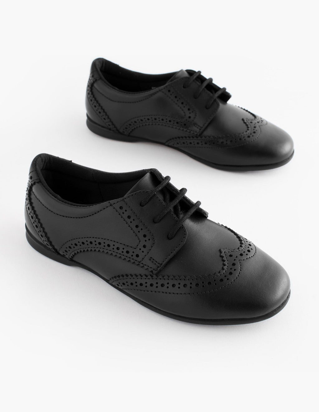 Matt Black Standard Fit (F) Leather
Brogue Lace-Up School Shoes