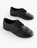 Matt Black Standard Fit (F) Leather
Brogue Lace-Up School Shoes