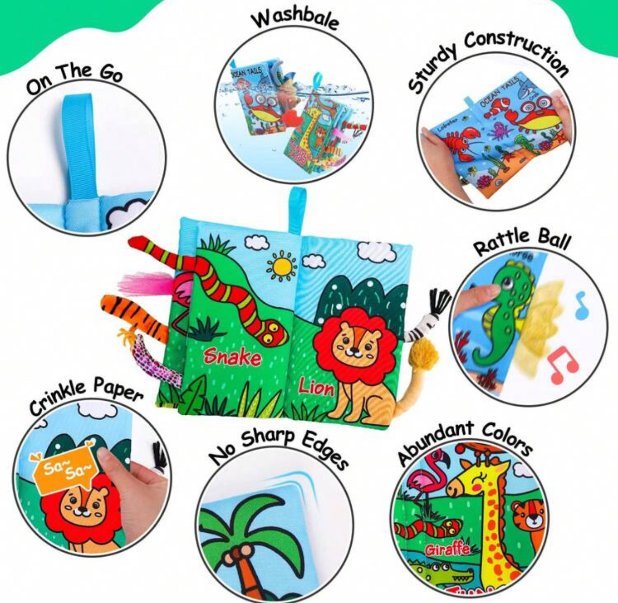 1pc High Contrast Crinkle Baby Book Interactive Sensory Baby Toy (immediate)
