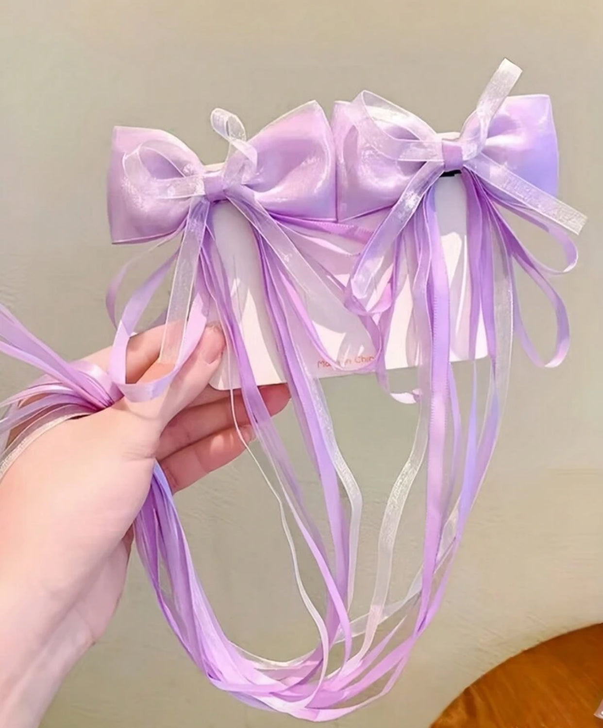 2pcs purple bow ribbon hair Clips