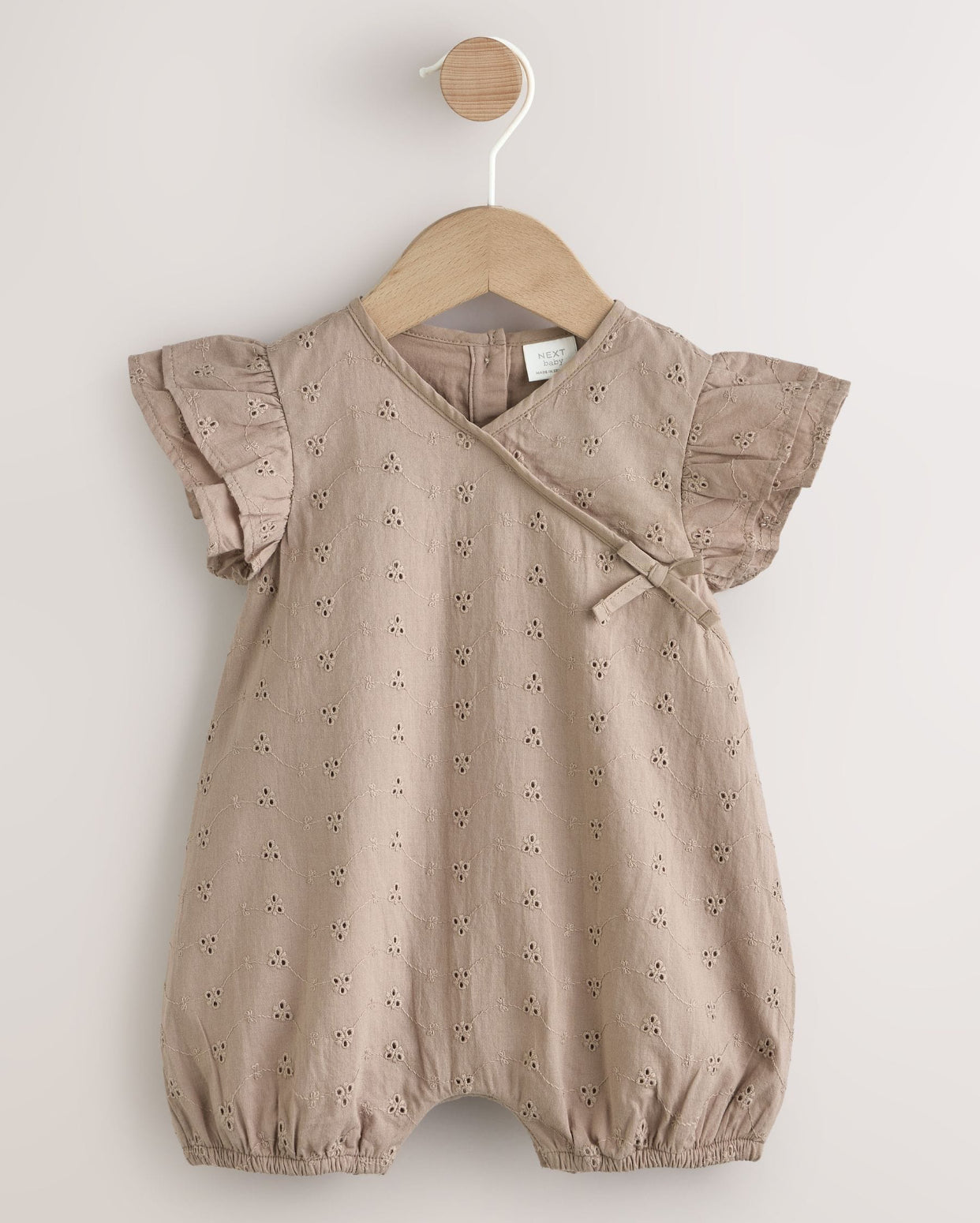 Chocolate Brown Broderie Baby Romper