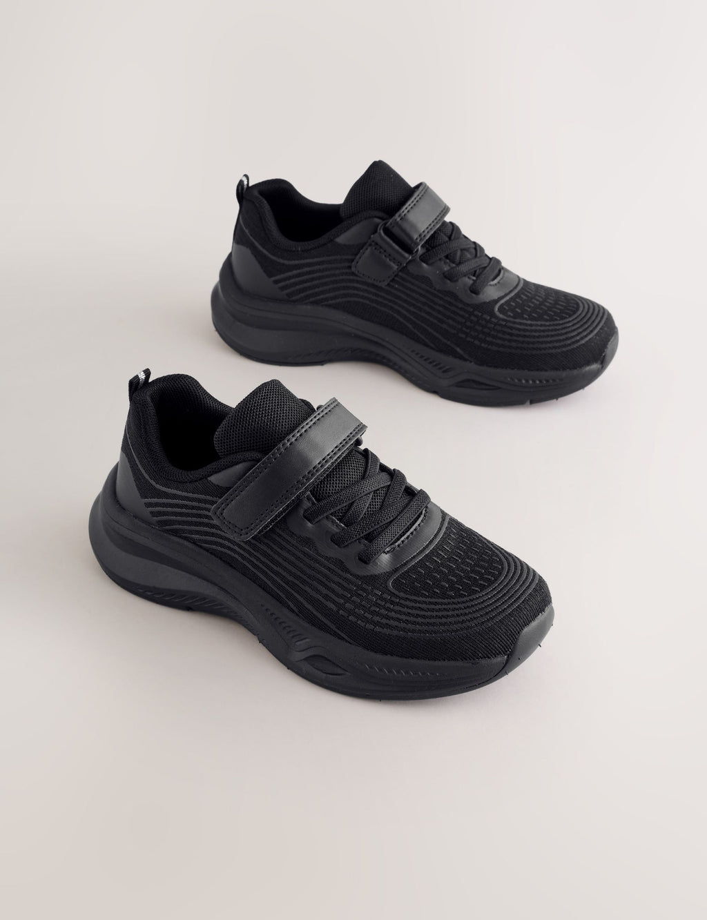 Black Standard Fit (F) Elastic Lace-Up Trainers
