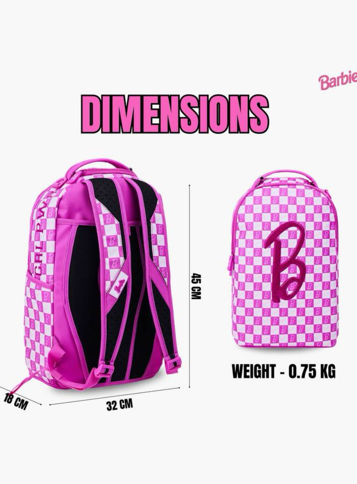 Barbie Print Backpack - 17 inch