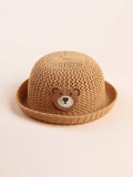 1pc Breathable Knitted Cartoon Bear Decor Sun Hat