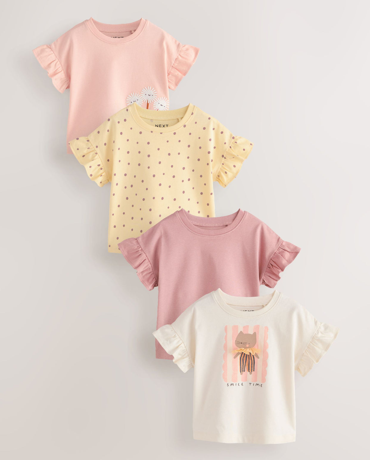 Neutral Pink Cat Short Sleeve T-Shirts 4 Pack