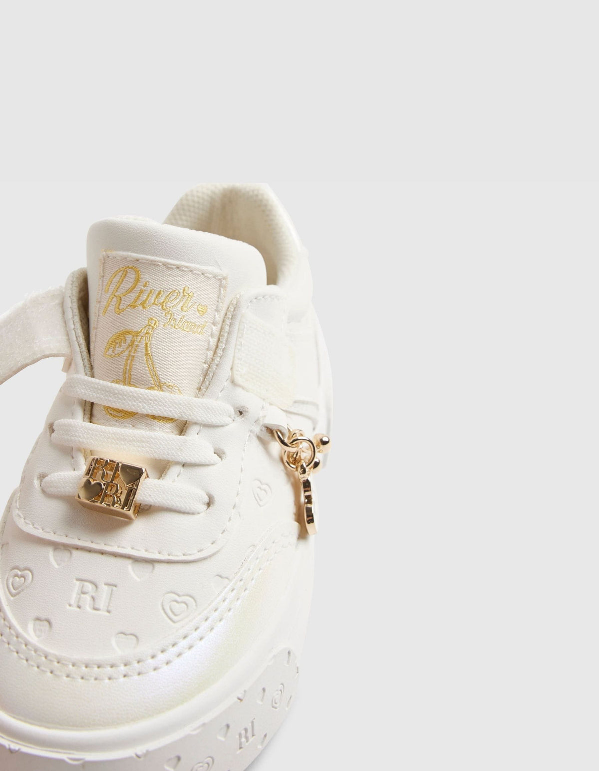 River Island White Iridescent Monogram Charm Trainers