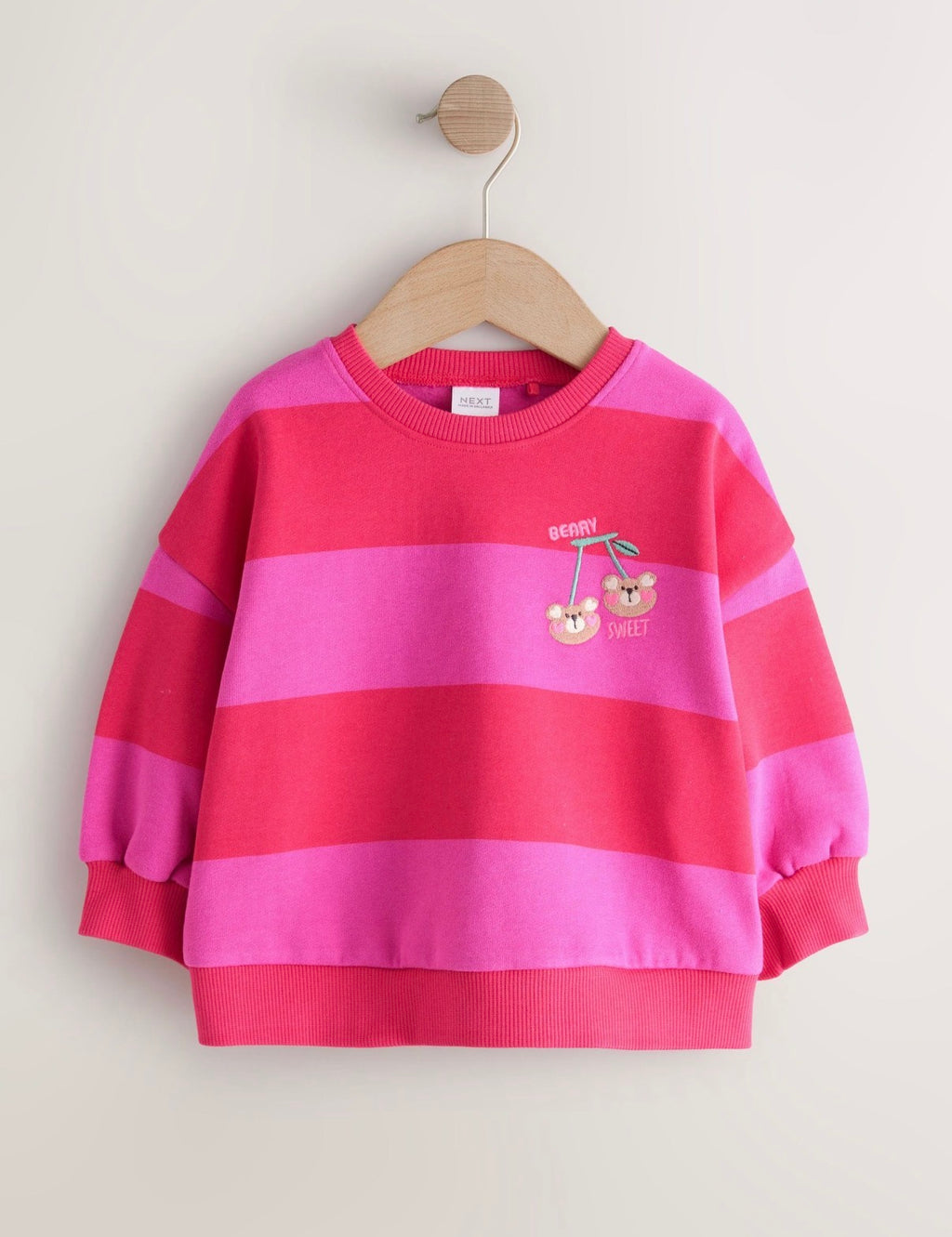 Red/Pink Stripe Crew Neck Sweatshirt