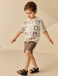 Neutral Bear Crochet Knitted Short Sleeve Shirt