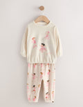 Ecru/Pink Ballerina Fleece Cosy Pyjamas