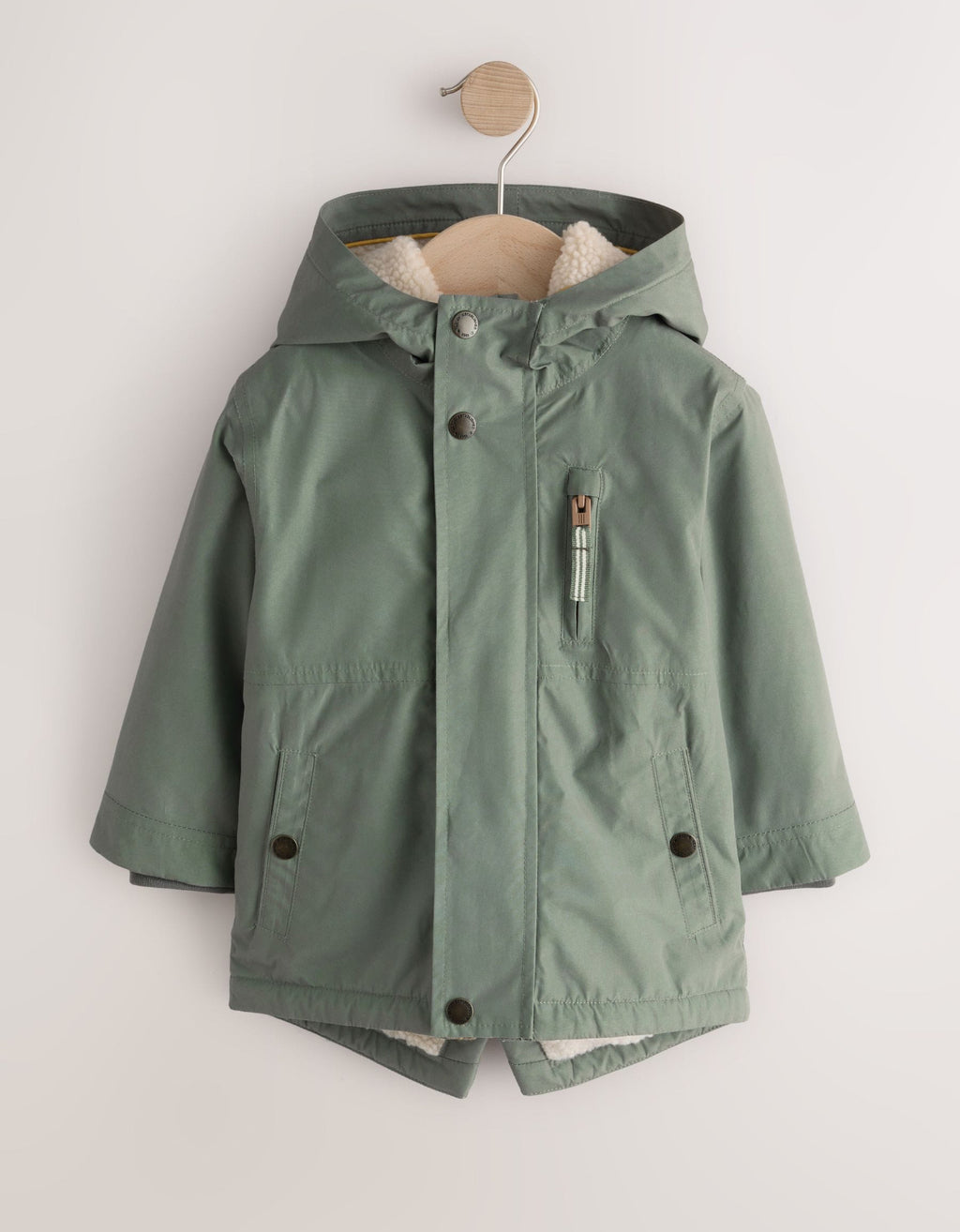 Green Waterproof Borg Lined Parka