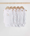 White 5 Pack Baby Vest Bodysuits