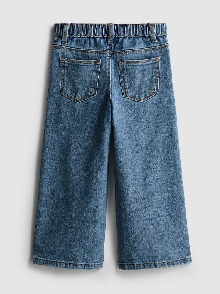 Paisley Laser Print Wide Leg Jeans