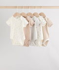 Neutral 100% Cotton Short Sleeve Baby Bodysuits 5 Pack