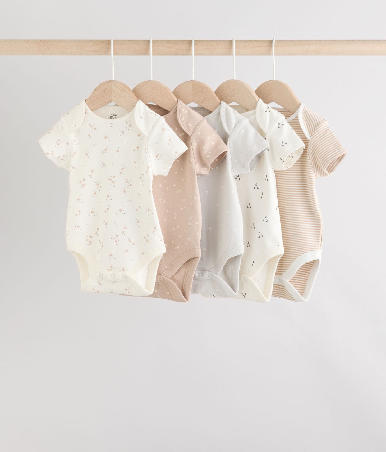 Neutral 100% Cotton Short Sleeve Baby Bodysuits 5 Pack