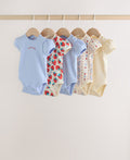 Blue Short Sleeve Baby Bodysuits 5 Pack
