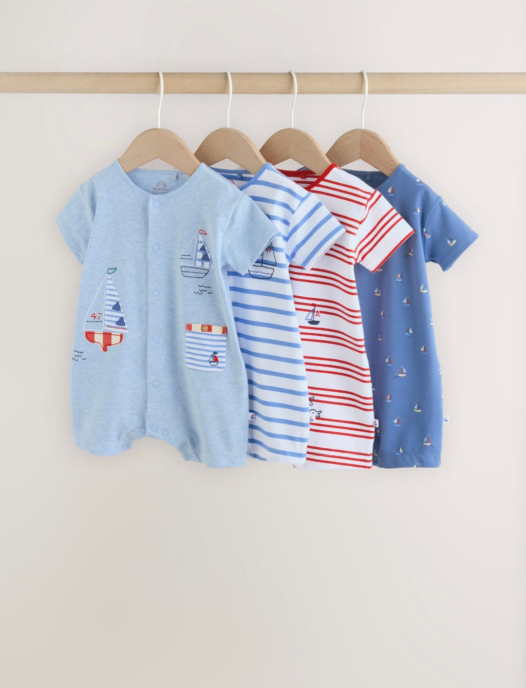 Blue Nautical Jersey Baby Rompers
4 Pack