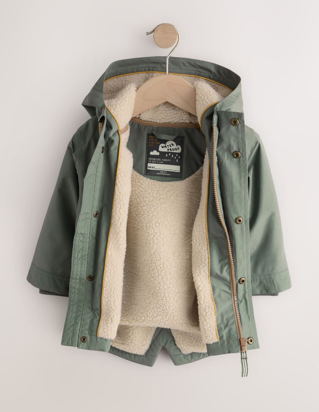 Green Waterproof Borg Lined Parka