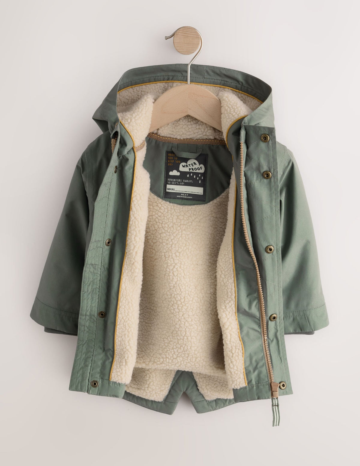 Green Waterproof Borg Lined Parka