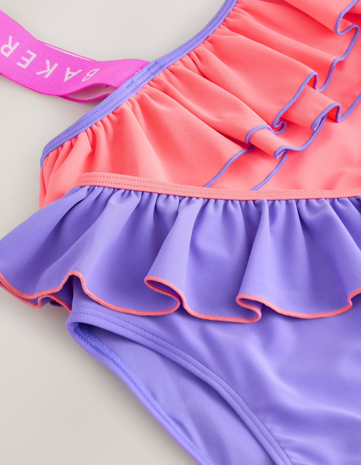 Baker by Ted Baker 2 Piece One Shoulder Contrast Frill Bikini