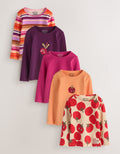 Burgundy Long Sleeve Ribbed Tops 5 Pack