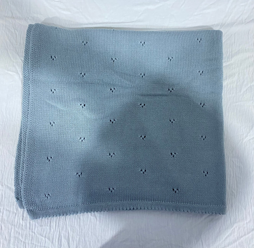 Knitted Blue Blanket (immediate)