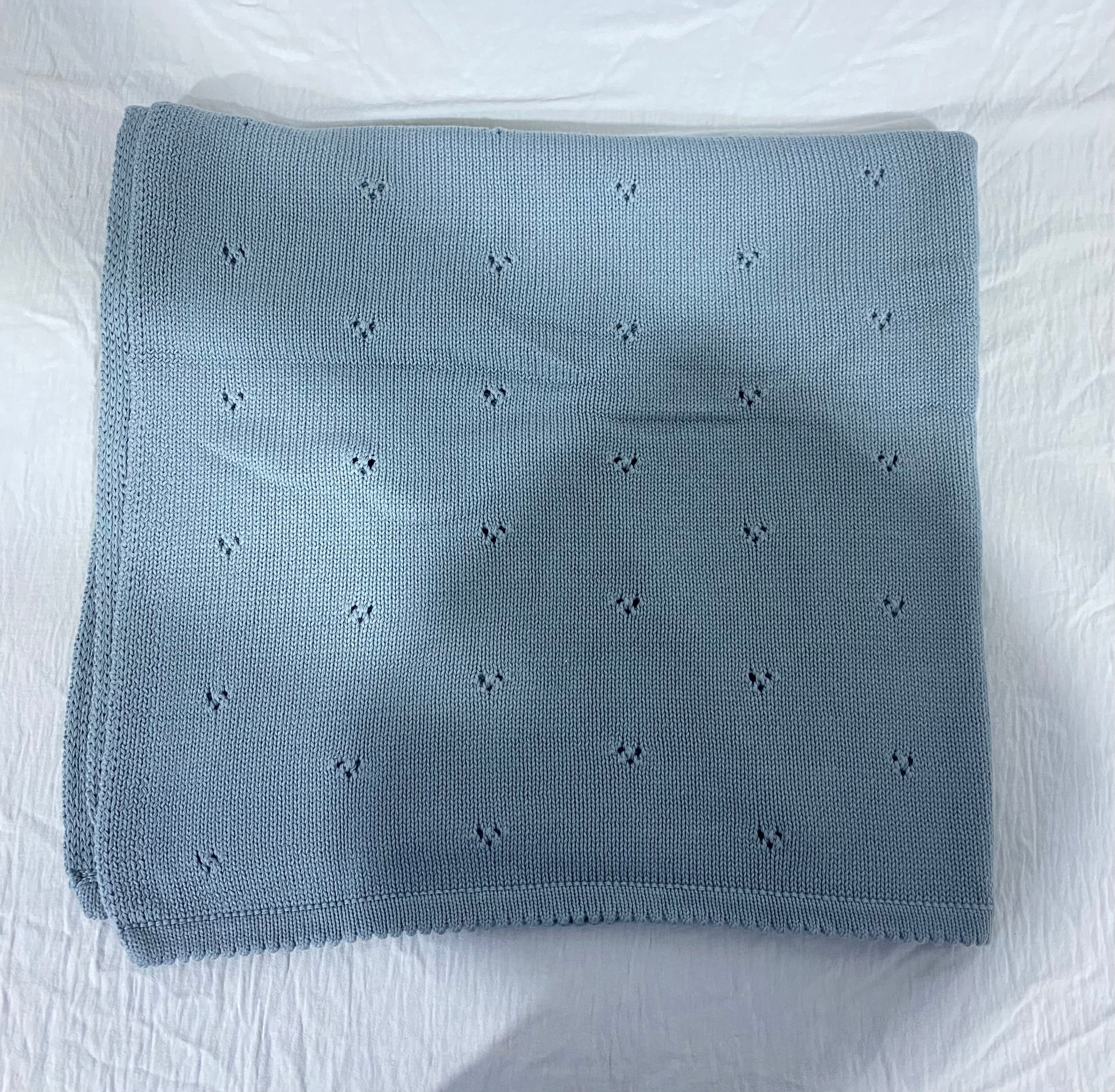 Knitted Blue Blanket (immediate)