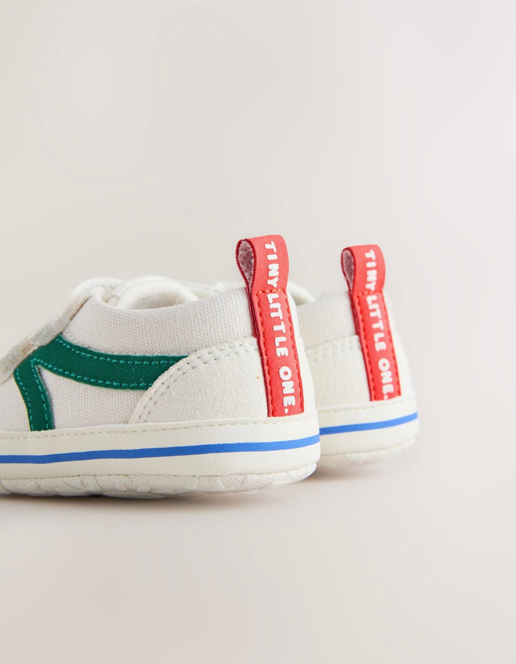 White/Green Touch Fastening Baby Trainers