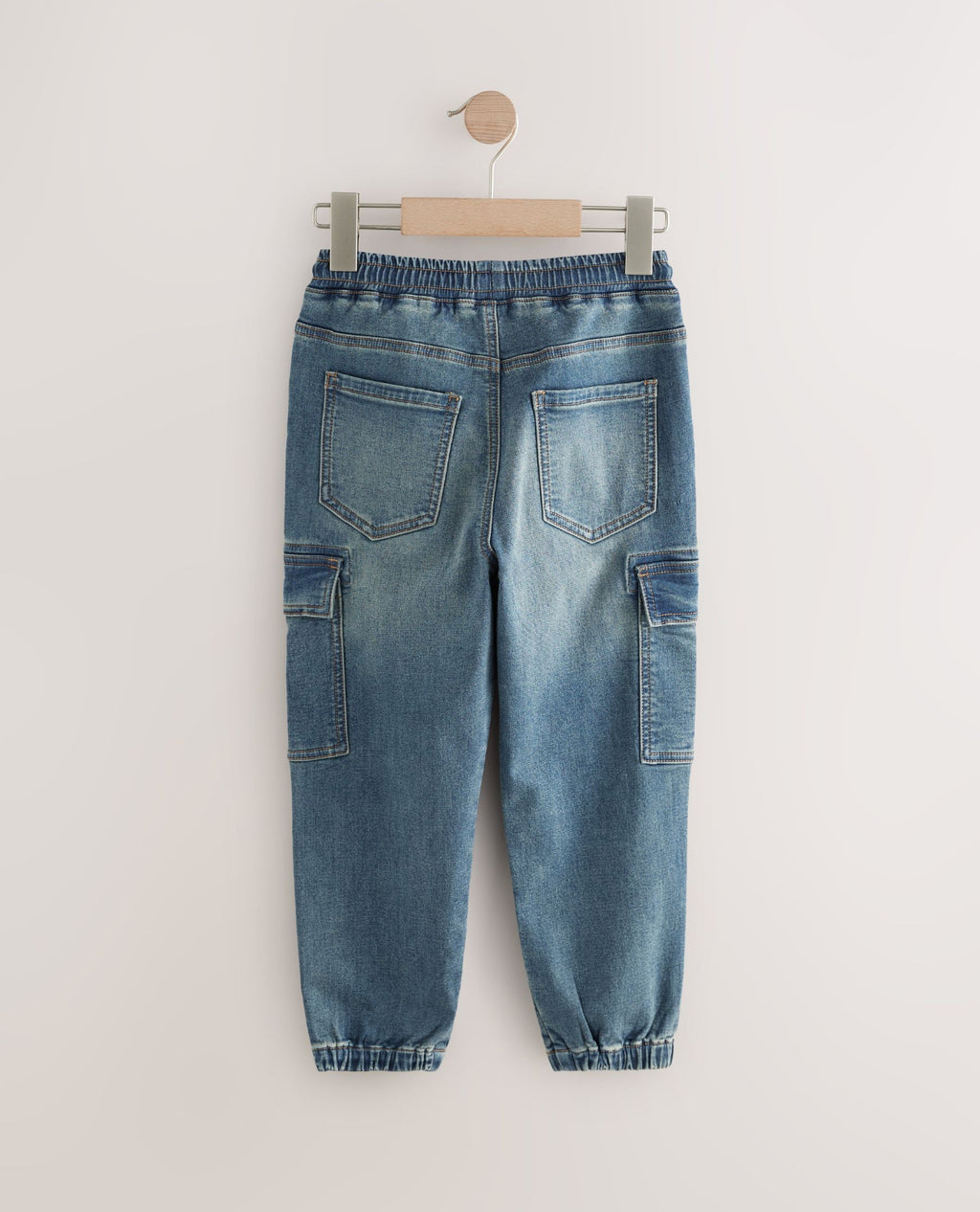 Vintage Blue Cargo Jeans With Elasticated Waist