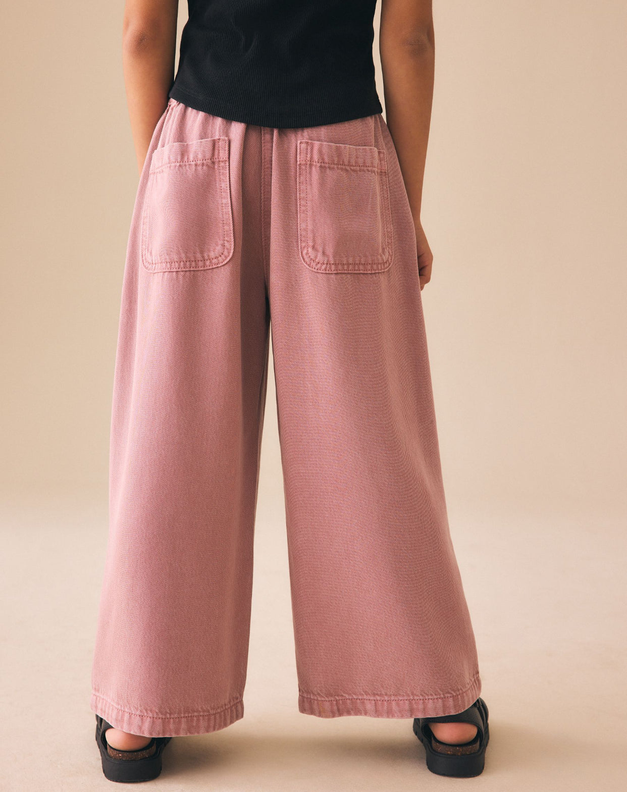 Pink Pull On Wide Leg Trousers