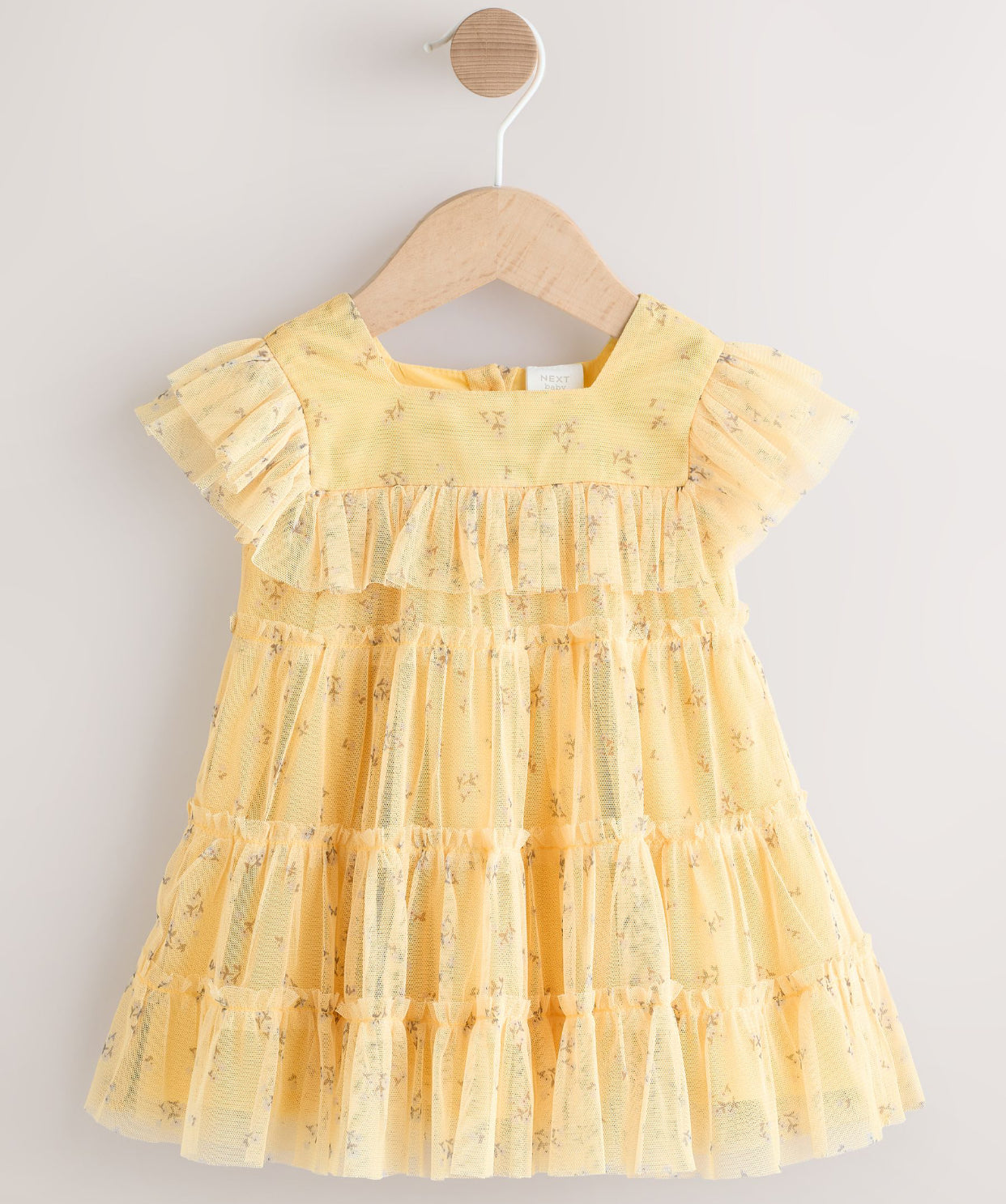 Yellow Ditsy Baby Mesh Dress