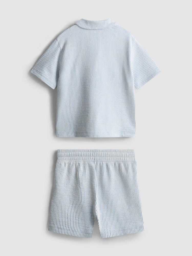 A striped shirt and shorts clothing co-ord