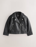 Black Faux Leather PU Biker Jacket