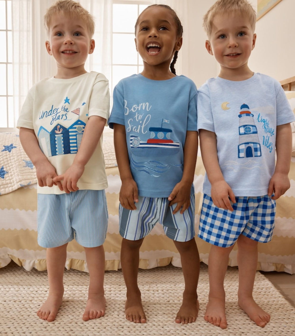 Blue/White Seaside Woven Short
Pyjamas 3 Pack