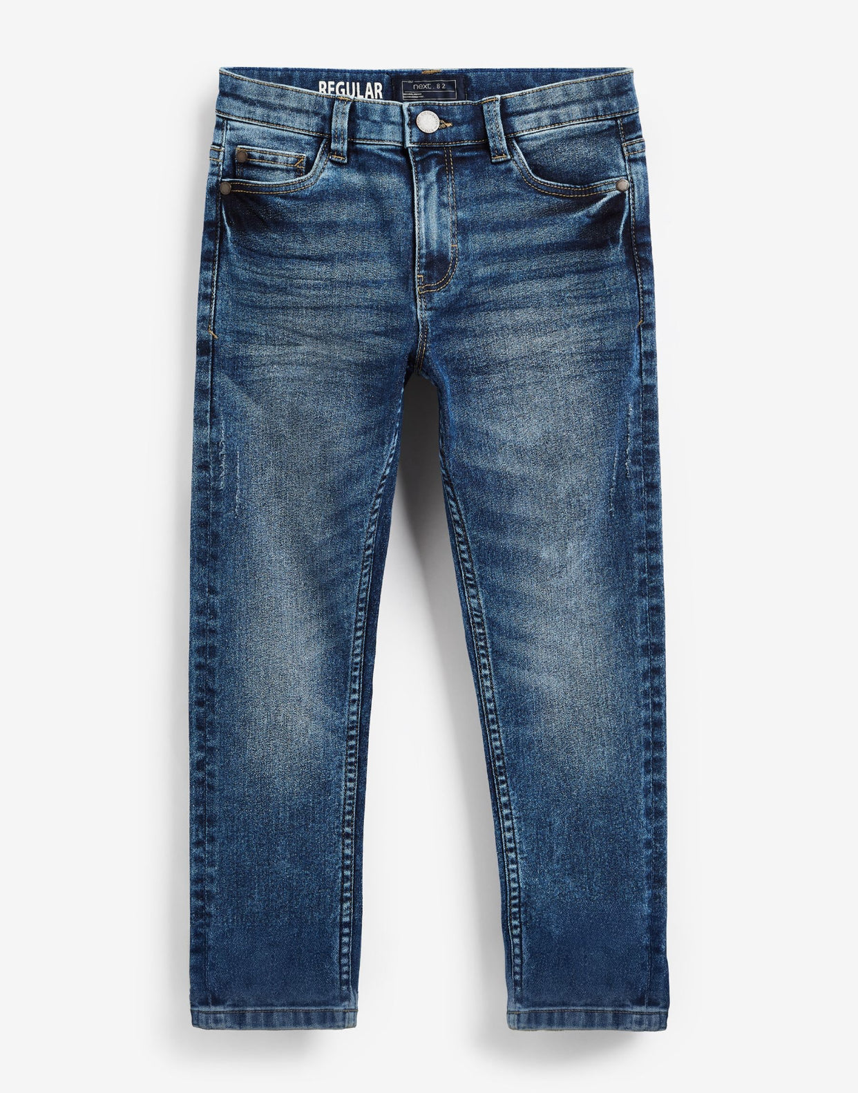 Blue Acid Wash Regular Fit Stretch Jeans
