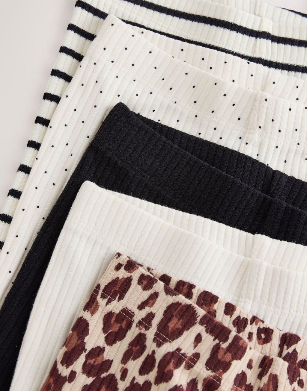Neutral/ Leopard Ribbed Leggings 5 Pack
