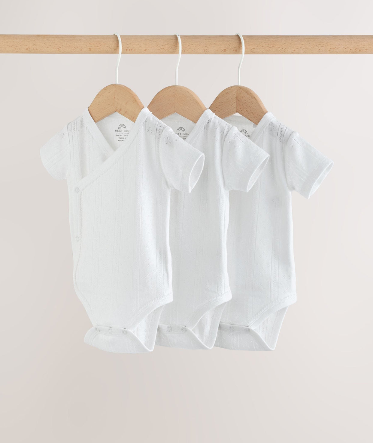 White Short Sleeve Baby Bodysuits 3 Pack