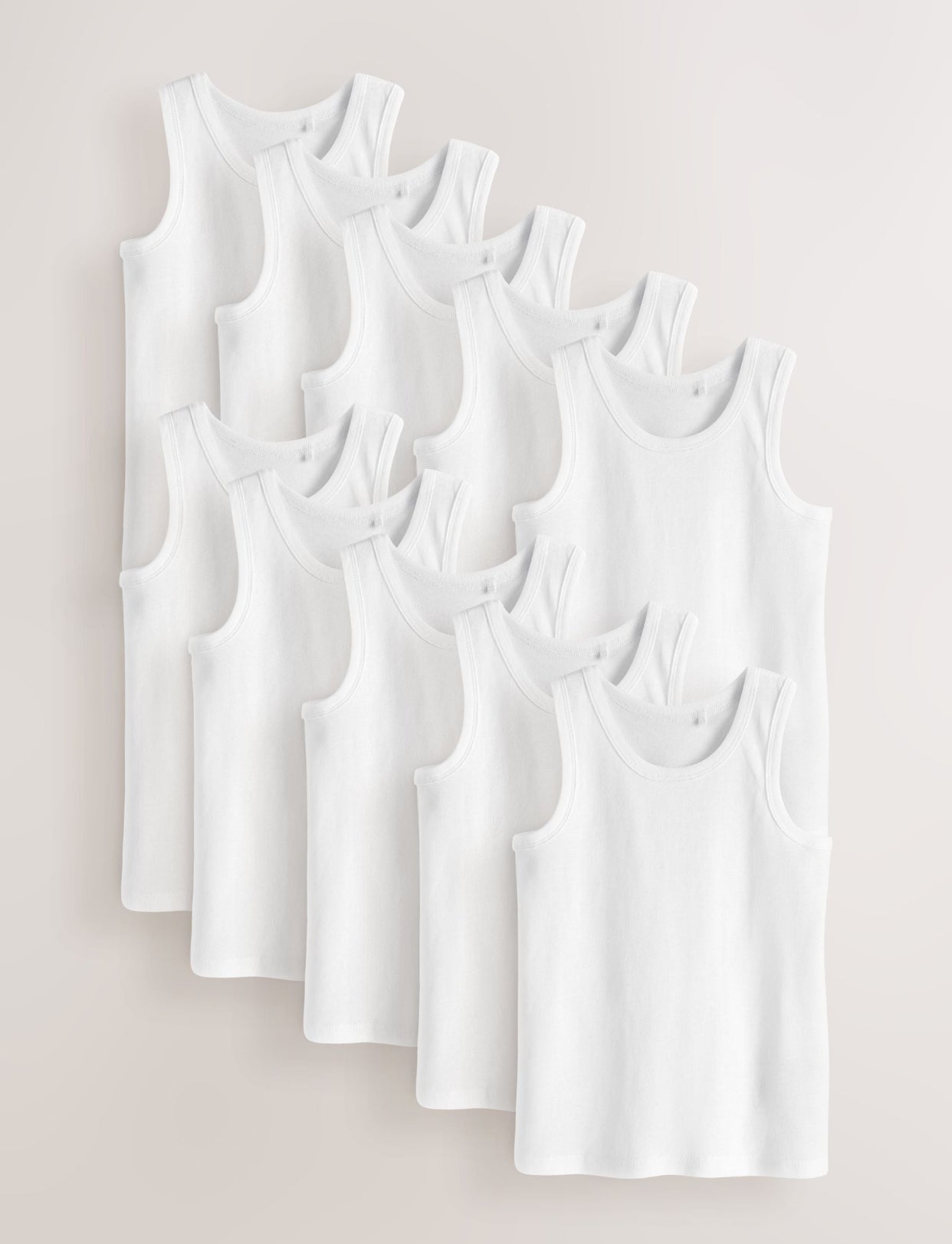 White Cotton Vests 10 Pack
