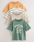 Orange/Green Dinosaur Short Sleeve Graphic T-Shirts 4 Pack