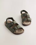 Khaki Green Standard Fit (F) Double Buckle Cushioned Footbed Sandals