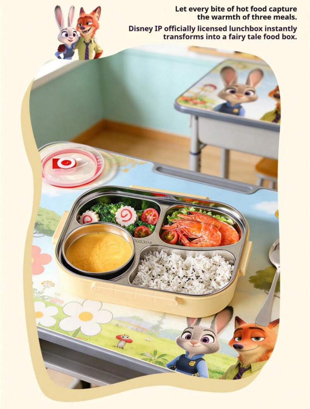 Disney Zootopia Pattern Layered Stainless Steel Insulated Lunch Box