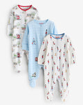 Blue/White Cath Kidston Baby Sleepsuits 3 Pack