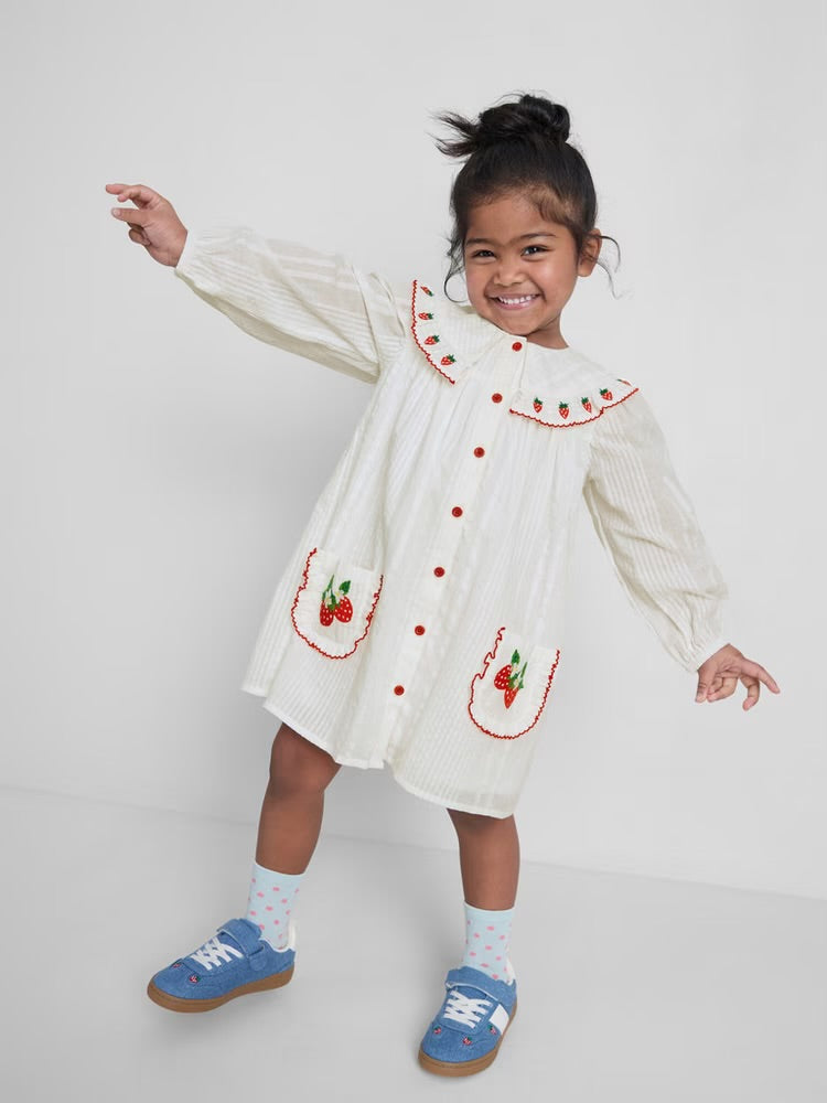 Strawberry Embroidered Collared Dress