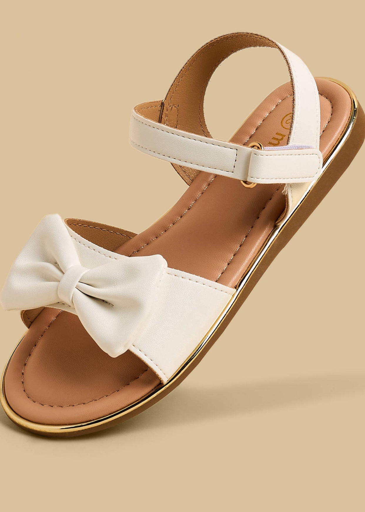 Bow Accent Sandals with Hook and Loop Closure