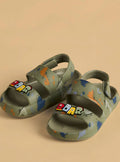 Dinosaur Print Sandals with Hook and Loop Closure